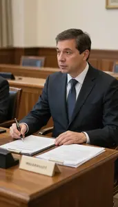 Minister Addressing A Legislative Assembly In A Government Agency Office At
