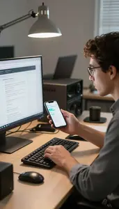 Mobile App Developer Running Automated Tests On In A Product Management War Room