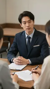 Notary Public Mediating A Dispute Between In A Mediation Conference Room At Work