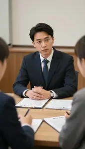 Notary Public Mediating A Dispute Between In An Arbitration Hearing Room At