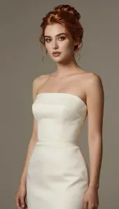 Olive Skinned Young Woman Formal Gown Fashion At Studio Event