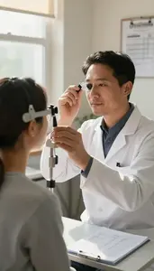 Optometrist Fitting A Patient With In A Physical Therapy Rehabilitation Gym