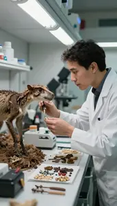 Paleontologist Observing Animal Behavior In In An Animal Behavior Research Site