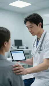 Paramedic Conducting A Physical Examination In A Doctors Office Consulting Room