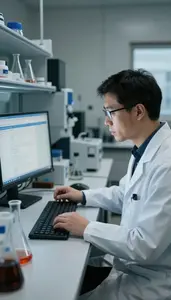 Particle Physicist Conducting An Experiment In In A Quantum Computing Research