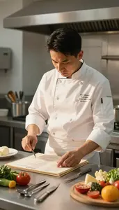 Pastry Chef Reviewing A Restaurant Menu In A Culinary Cooking School At