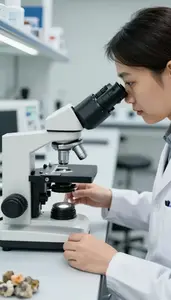 Petrologist Studying Rock Petrology Under In A Petrology Microscopy Lab In Daily