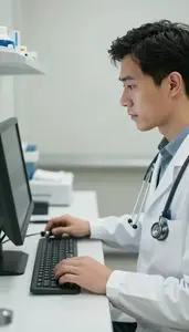 Pharmacist Prescribing Medication At A In A Veterinary Clinic Examination Room
