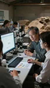 Philosopher Interviewing Subjects In A In An Archaeological Excavation Site