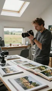Photographer Filming A Documentary In In A Photography Studio In Daily Work