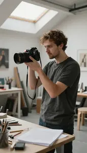Photojournalist Taking A Portrait Photograph In A Fashion Photoshoot Studio