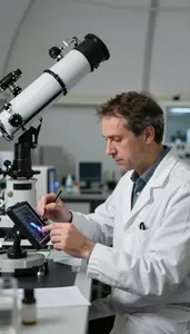 Planetary Scientist Analyzing Planetary Data From In A Space Science Research