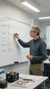 Political Scientist Calculating Equations On A In A Mathematics Research Office