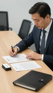 Portfolio Manager Reviewing Contracts At A In A Procurement Office At Work