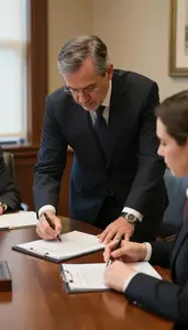 President Assisting A Legislator With In A Cabinet Meeting Conference Room At