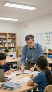 Principal Mentoring Students In An In A Special Education Classroom In