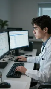 Public Health Scientist Analyzing Data On A In A Statistics Analysis Office