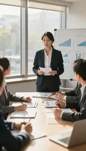 Public Relations Specialist Leading A Company All In A Business Coaching Office