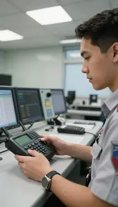 Radio Dispatcher Dispatching Emergency Units From In A 911 Emergency Dispatch