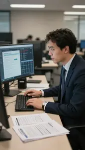 Real Estate Agent Managing Social Media Campaigns In A Stock Brokerage Trading