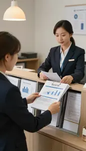 Receptionist Organizing Files In An In A Public Relations Agency Office In