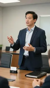 Regional Manager Conducting A Sales Pitch In A Law Firm Conference Room In