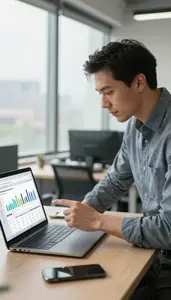 Regional Manager Reviewing Budgets On A In A Startup Office Environment At