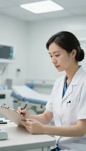Respiratory Therapist Performing A Routine Checkup In A Emergency Room Trauma