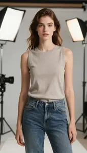 Runway Model Posing For A Commercial In A Commercial Photoshoot Studio In