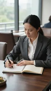 Sales Representative Writing A Business Proposal Restaurant Private Dining Room