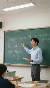 Science Teacher Demonstrating Problems On A In A Pe Gymnasium At Work Today