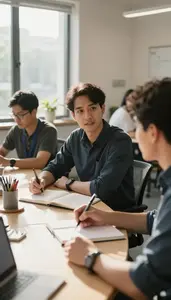 Scrum Master Participating In A Daily In A Startup Incubator Workspace In
