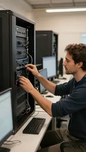 Seo Specialist Configuring Server Infrastructure In In A Startup Incubator