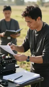 Set Designer Designing Sound For A On A Film Production Set At Workplace