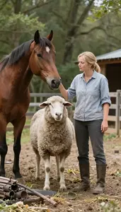 Sheep Farmer Breeding Horses In A In A Dog Breeding Kennel Facility At Work