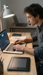 Social Media Manager Configuring Cloud Infrastructure On In A Design Studio