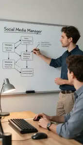 Social Media Manager Presenting A Project Roadmap In An Embedded Systems
