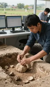 Sociologist Excavating Artifacts At An In A Political Science Research Office