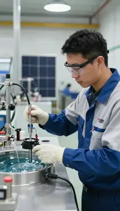 Solar Energy Technician Designing Waste Reduction Systems In A Field Water