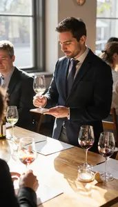 Sommelier Tasting And Pairing Wines In A Wine Tasting Room In Professional