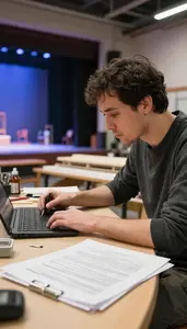 Sound Designer Designing A Stage Set In A Prop Making Workshop In Professional