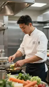 Sous Chef Overseeing Kitchen Operations During In A Busy Restaurant Kitchen