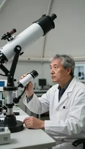 Space Scientist Studying Space Phenomena With In A Cosmology Theoretical