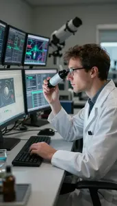 Space Scientist Studying Space Phenomena With In An Astrophysics Research Center