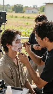 Special Effects Technician Creating Special Effects Makeup In A Costume Design