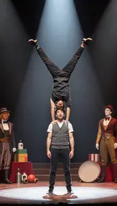Stand Up Comedian Performing Acrobatics On A On An Opera House Stage At