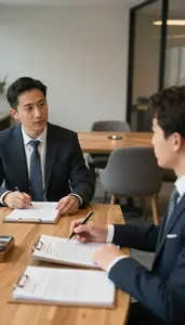Stockbroker Negotiating Terms With A In A Restaurant Private Dining Room For