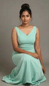 Stunning Sri Lankan Woman In Mint Sophisticated Cocktail Gown Studio Photography