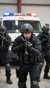 Swat Team Member Leading A Swat Team In A Bomb Disposal Unit Workshop At