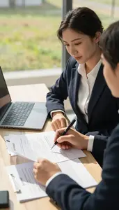 Talent Agent Negotiating A Talent Contract In A Talent Agent Office At Workplace